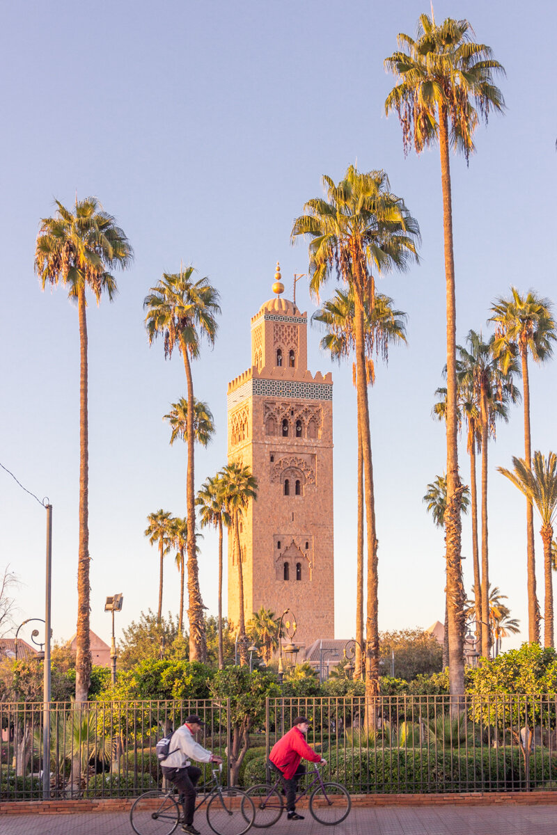 Koutoubia et palmiers à Marrakech