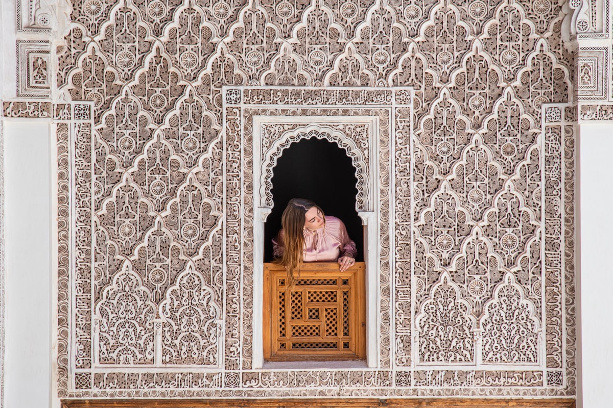 Fenêtre de l'école coranique de Marrakech